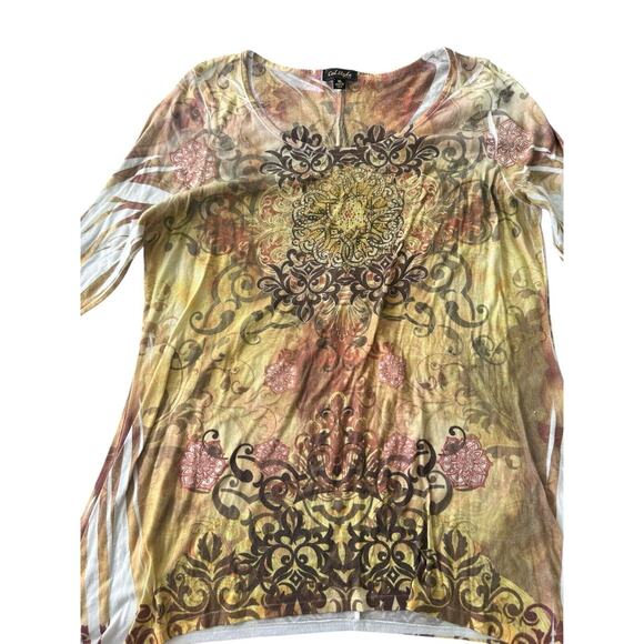 Cal Style USA XL Vintage Y2K Boho Rhinestone Embellished Long Sleeve‎ Top USA - Picture 6 of 6